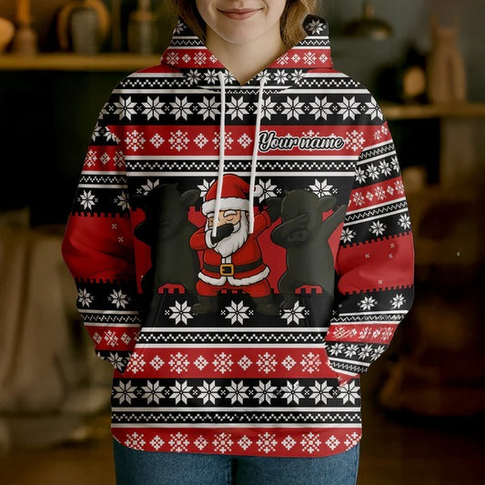 Joycorners Personalized Funny Farm Santa Christmas Sweater Hoodie (8 Cattle Breeds)