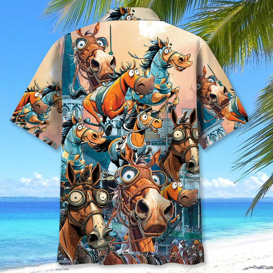 Joycorners Festive Horse Racing Hawaiian Shirt