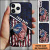 Joycorners Fishing Patriotic USA Flag Honeycomb Tech Style Personalized Name Phone Case (10 Fish Species)