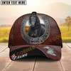 Joycorners Horse Dark Brown Leather Horseshoe Pattern Personalized Name Cap (8 Breeds)