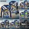 Joycorners Fishing Blue Lava Smoke Silver Line Design Custom Name & Team Name 3D Shirts (11 Breeds)