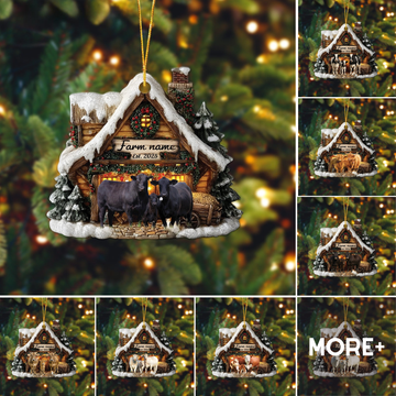 Joycorners Personalized Farm Name & Year Christmas Acrylic Ornament (14 Breed Options)