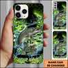 Joycorners Fishing Neon Green Honeycomb Water Splash Personalized Name Phone Case (10 Fish Species)