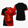 Joycorners Personalized BBQ Chef T Shirt - Flaming Grill Patties Red Black Design MT2509