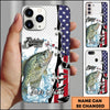 Joycorners Fishing American Flag Patriotic Water Splash Personalized Name Phone Case (10 Fish Species)