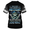 Joycorners Personalized Name Grumpy Old Mechanic 3D Shirts, Skull Mechanical Tshirt For Him, Mechanic Men Shirt PT2609