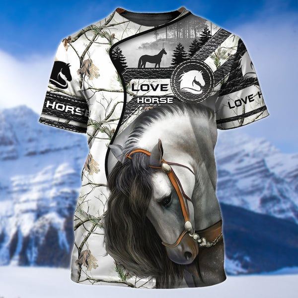Joycorners Love White Horse Custom Name 3D Shirts