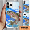 Joycorners Fishing Water Splash Blue Pop Art Personalized Name Phone Case (10 Fish Species)