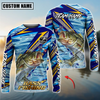 Joycorners Fishing Yellow Blue Lightning Pattern Design Custom Name & Team Name 3D Shirts (11 Breeds)
