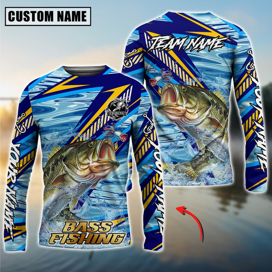 Joycorners Fishing Yellow Blue Lightning Pattern Design Custom Name & Team Name 3D Shirts (11 Breeds)