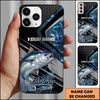 Joycorners Fishing Blue Smoke Splash Tech Style Personalized Name Phone Case (10 Fish Species)