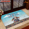Joycorners Happy 4th of July Cow with USA Scarf Fireworks Personalized Name 3D Doormat (8 Breeds)