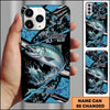 Joycorners Fishing Blue Grunge Paint Splash Dynamic Art Personalized Name Phone Case (10 Fish Species)