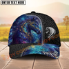 Joycorners Horse Galaxy Cosmic Black Leather Pattern Personalized Name Cap (8 Breeds)