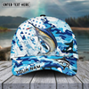 Joycorners Fishing Blue White Seawwave American Flag Pattern Sport Pattern Personalized Name 3D Cap (11 Breeds)