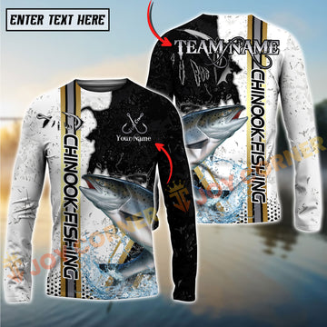 Joycorners Chinook Fishing Split Grunge Splash Design Personalized Name, Team Name Long Sleeve Shirt