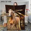 Joycorners Horses Trio on Modern Geometric Leather Background Personalized Name 3D Blanket (8 Breeds)