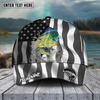 Joycorners Fishing Hat Walleye Splash American Flag Personalized Name Cap (11 Breeds)