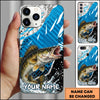 Joycorners Fishing Jumping Blue Geometric Splash Art Personalized Name Phone Case (10 Fish Species)
