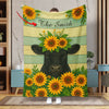 Joycorners Sunflower Cattle On Farm Personalized Name Blanket