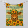 Joycorners Sunflower Cattle On Farm Personalized Name Blanket