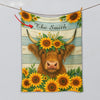 Joycorners Sunflower Cattle On Farm Personalized Name Blanket