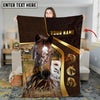 Joycorners Horses Trio on Modern Geometric Leather Background Personalized Name 3D Blanket (8 Breeds)