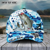Joycorners Fishing Blue White Seawwave American Flag Pattern Sport Pattern Personalized Name 3D Cap (11 Breeds)