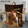 Joycorners Horses Trio on Modern Geometric Leather Background Personalized Name 3D Blanket (8 Breeds)