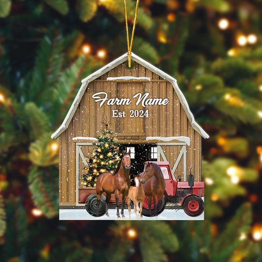 Joycorners Horse Christmas Ranch Custom Shape Acrylic Ornament