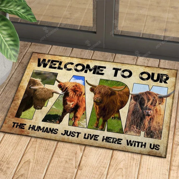 Joycorners Welcome To Our Farm - Highland Doormat