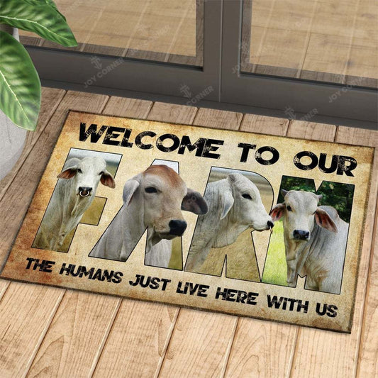 Joycorners Welcome To Our Farm - Brahman Doormat