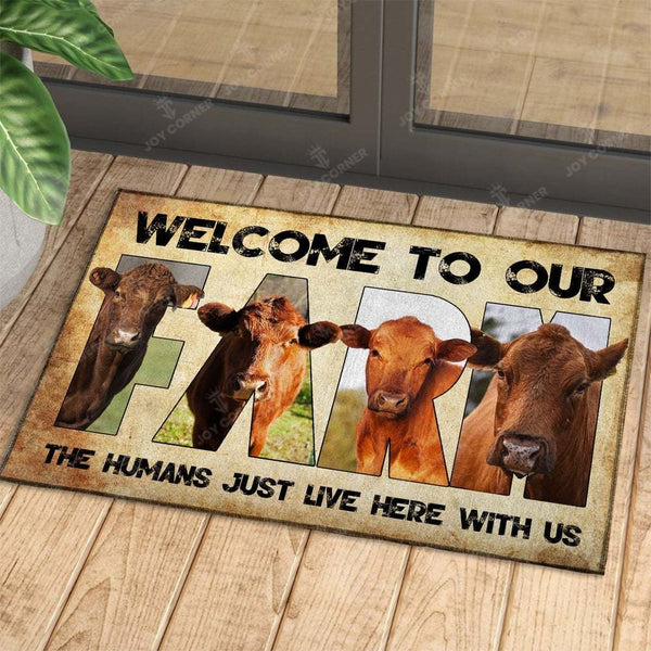 Joycorners Welcome To Our Farm - Red Angus Doormat