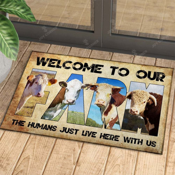 Joycorners Welcome To Our Farm - Hereford Doormat