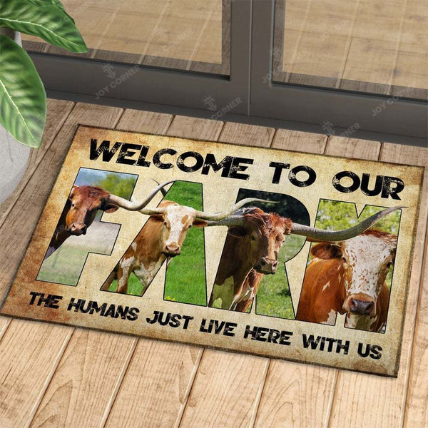 Joycorners Welcome To Our Farm - TX Longhorn Doormat