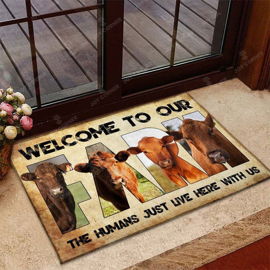 Joycorners Welcome To Our Farm - Red Angus Doormat