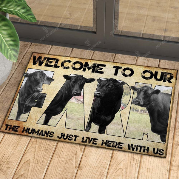 Joycorners Welcome To Our Farm - Black Angus Doormat