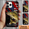 Joycorners Fishing American Flag Patriotic Grunge Personalized Name Phone Case (10 Fish Species)