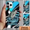 Joycorners Fishing Blue Black Geometric Lightning Splash Personalized Name Phone Case (10 Fish Species)