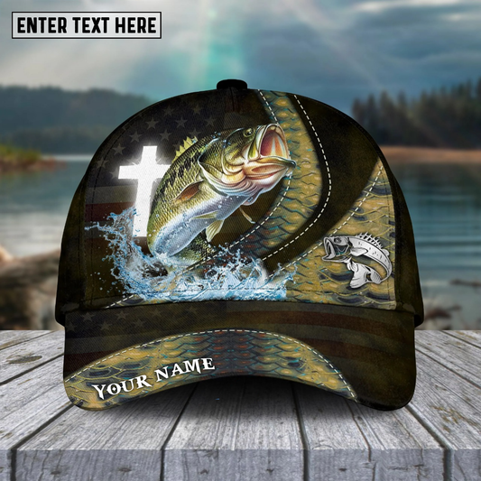 Joycorners Fishing Cross Skinfish Flag Of United States Sport Pattern Personalized Name 3D Cap (11 Breeds)