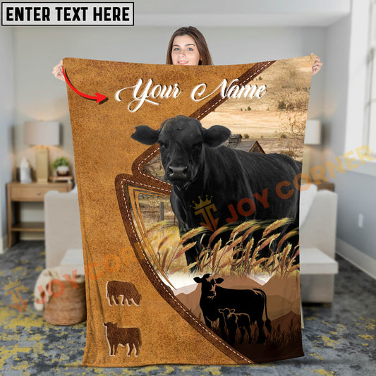Joycorners Cattle Cow Rustic Leather Artwork Personalized Blanket (10 Breeds)