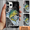 Joycorners Fishing Tribal Pattern Black White Water Splash Personalized Name Phone Case (10 Fish Species)