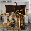 Joycorners Horses Trio on Modern Geometric Leather Background Personalized Name 3D Blanket (8 Breeds)