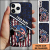 Joycorners Fishing Patriotic USA Flag Honeycomb Tech Style Personalized Name Phone Case (10 Fish Species)