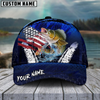 Joycorners Fishing Dark Blue Scratch American Flag Pattern Sport Pattern Personalized Name 3D Cap (11 Breeds)