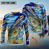 Joycorners Fishing Yellow Blue Lightning Pattern Design Custom Name & Team Name 3D Shirts (11 Breeds)