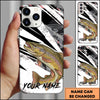 Joycorners Fishing Black White Abstract Brush Strokes Personalized Name Phone Case (10 Fish Species)