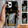 Joycorners Fishing Heartbeat Angler Silhouette Design Personalized Name Phone Case (10 Fish Species)