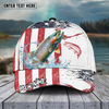 Joycorners Fishing Red Blue Seawwave American Flag Pattern Sport Pattern Personalized Name 3D Cap (11 Breeds)