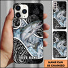 Joycorners Fishing Tribal Pattern Black White Water Splash Personalized Name Phone Case (10 Fish Species)